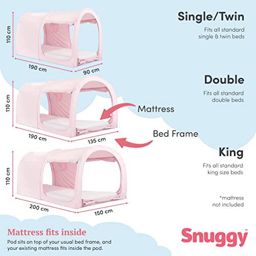 Snuggy Pod Bed Canopy – Pink (Twin Size) | Pop-Up Bed Tent | Sensory-Friendly Indoor Sleep Pod with Privacy & Light Blocking | Lightweight, Breathable & Foldable Design | Carry Bag Included - Image 3