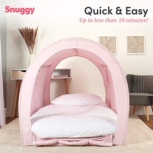 Snuggy Pod Bed Canopy – Pink (Twin Size) | Pop-Up Bed Tent | Sensory-Friendly Indoor Sleep Pod with Privacy & Light Blocking | Lightweight, Breathable & Foldable Design | Carry Bag Included - Image 2