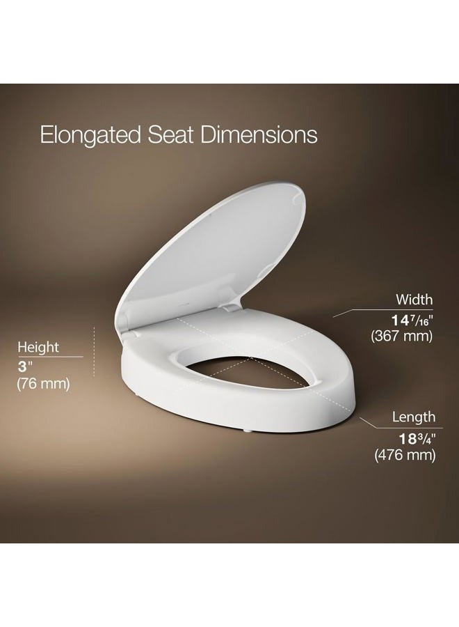Kohler Hyten Elevated Quiet-Close Elongated toilet seat, White - Image 3