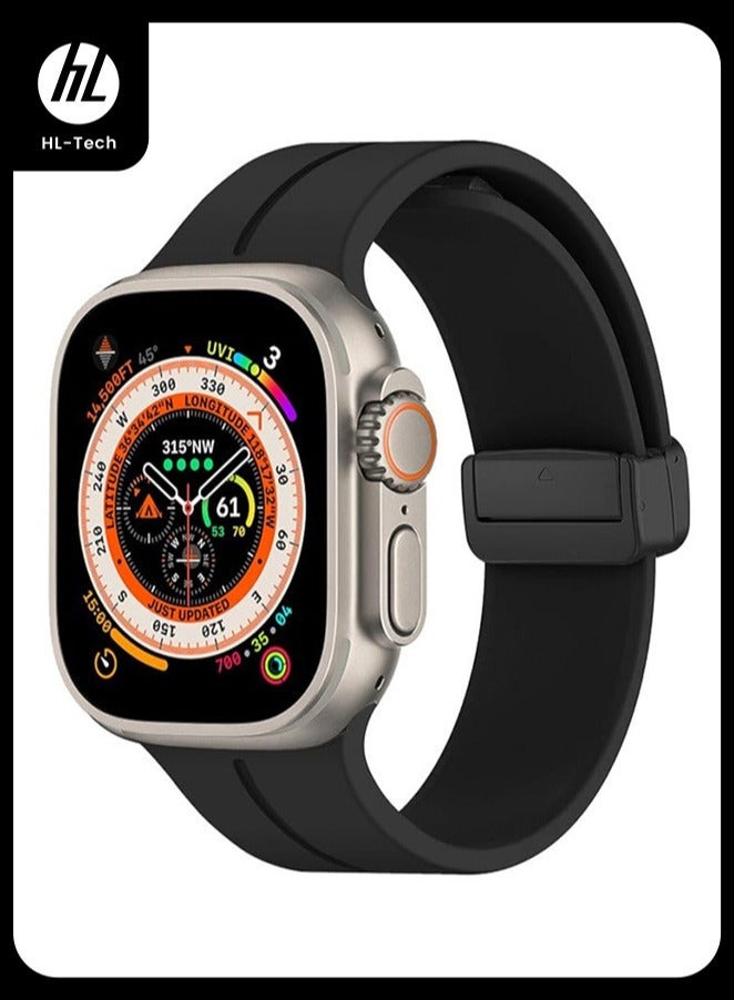 HL-Tech Magnetic for Apple Watch Band 49mm 46mm 45mm 44mm Women men,Silicone Sport Strap Replacement WristBands for Apple Watch Series 11/10/9/ultra 2/8/ultra/7/SE/SE 2nd/6/5/4/3/2/1,iWatch Bands - Image 1