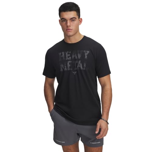 Under Armour Men's Project Rock Metal Short Sleeve T Shirt, (001) Black / / White Clay, Medium - Image 1