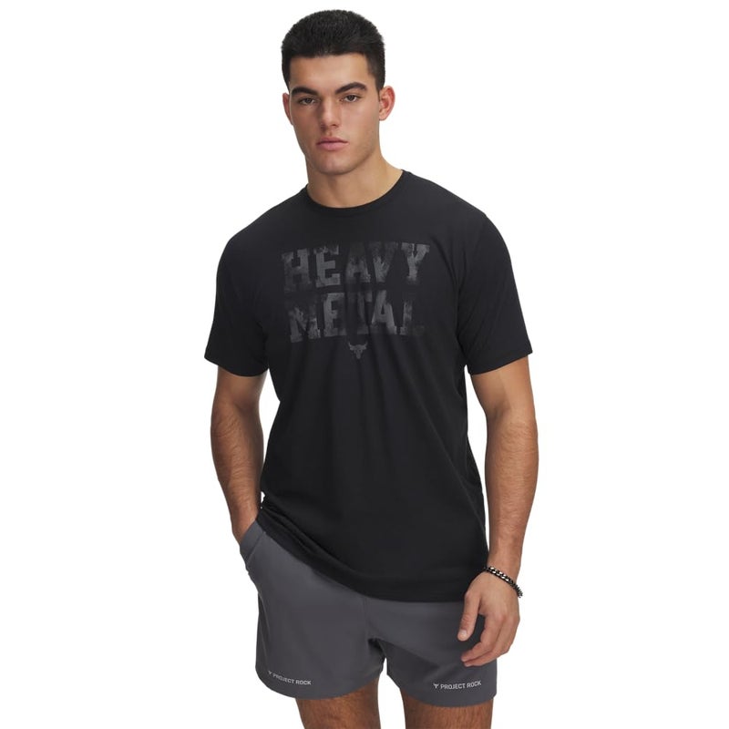 Under Armour Men's Project Rock Metal Short Sleeve T Shirt, (001) Black / / White Clay, Medium - Image 5