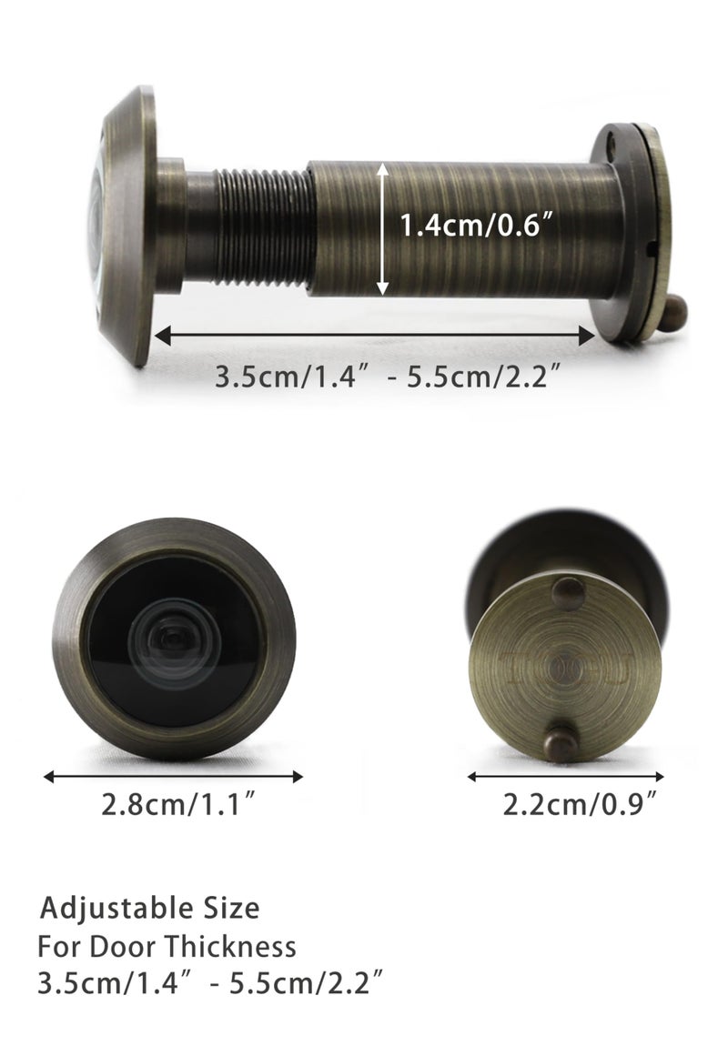 TOGU TG2814YG-AB Solid Brass UL Listed 220-degree Door Viewer with Heavy Duty Privacy Cover for 1-3/8" to 2-1/6" Doors, Antique Bronze Finish - Image 2