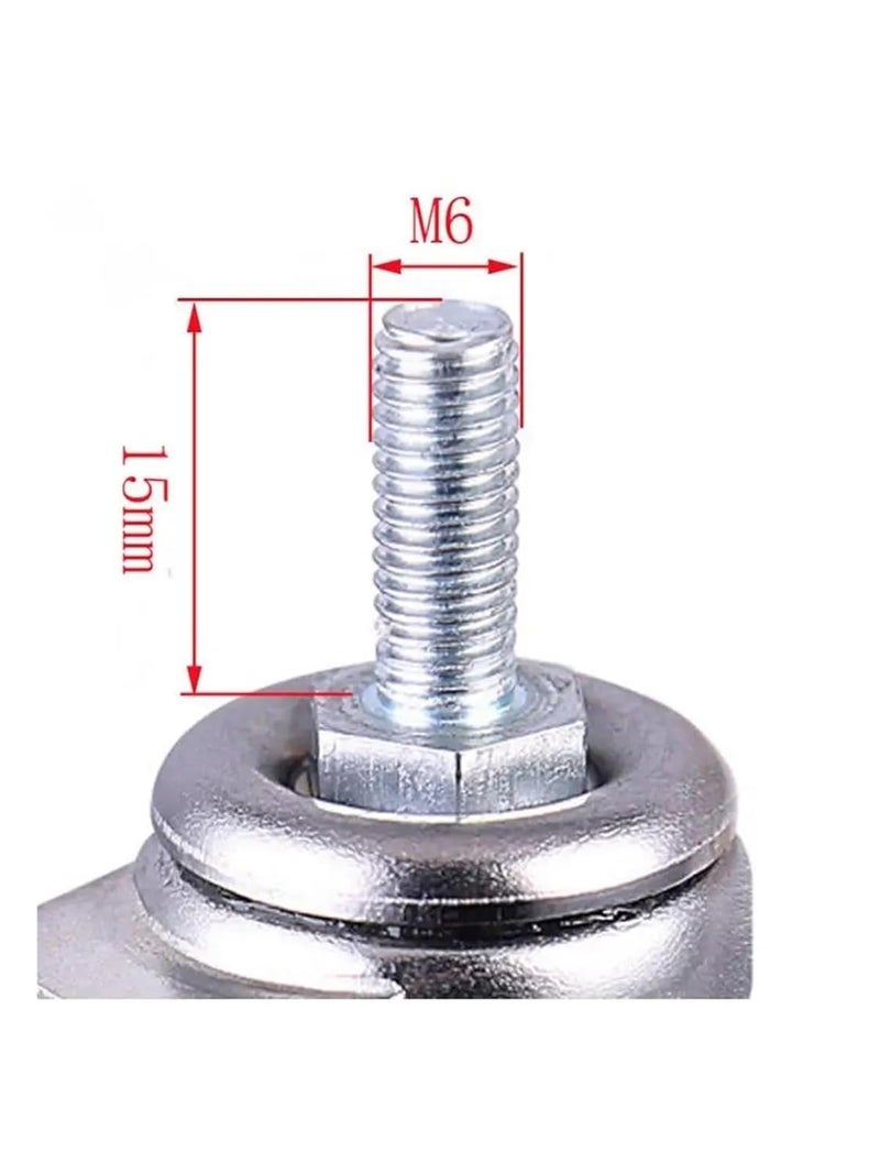 1 بوصة 4 حزمة عجلات صامتة من مادة TPE بلون رمادي برغي M6 قطر 25 مم للأغراض المنزلية العامة - Image 4