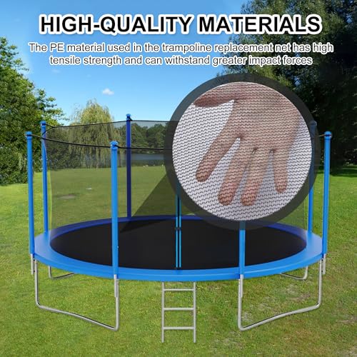 ECYITISY Trampoline Safety Net 6FT 8FT 10FT 12FT 14FT 15FT 16FT Round Trampoline Replacement Net for 6/8/12 Straight Poles UV-Resistant Kides Jumping Safety Enclosures NetingBlack,10FT-8Poles - Image 5