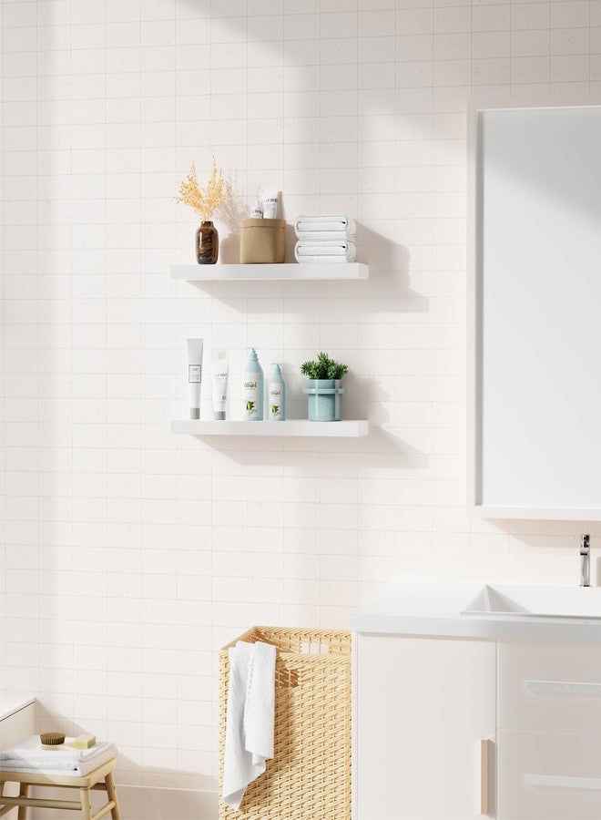 Bellsal Floating Shelves for Wall, White Engineered Wood Wall Shelf Set of 2, 24" Wall Mounted Floating Shelf for Kitchen, Living Room, Bedroom, Bathroom Storage, Book Shelf for Wall Home Decor - Image 4
