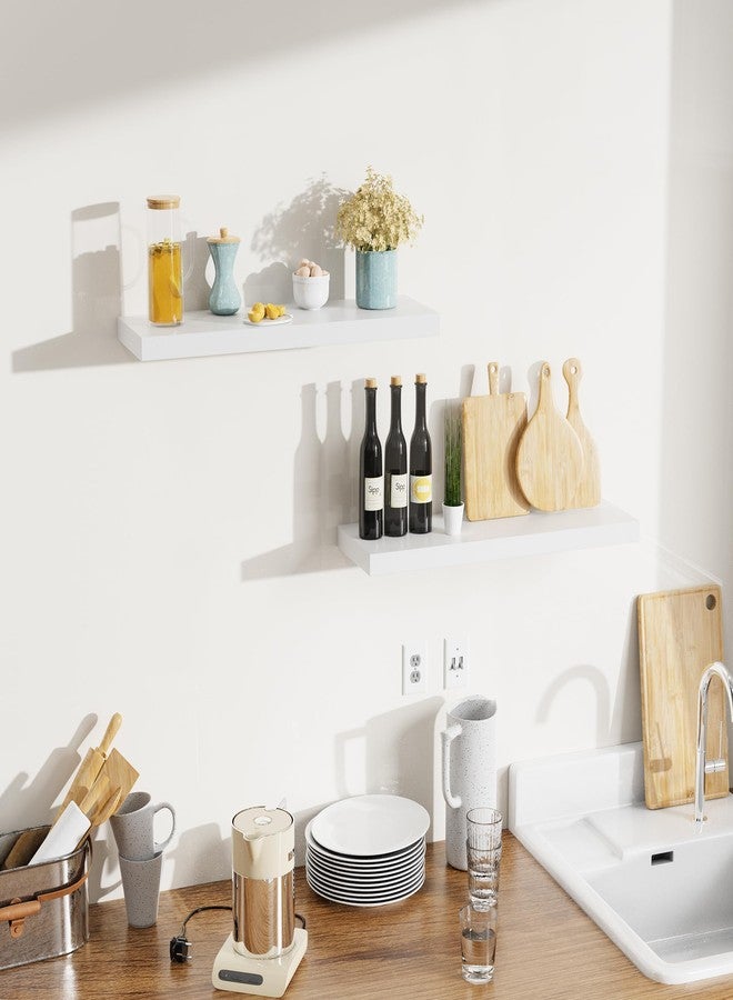 Bellsal Floating Shelves for Wall, White Engineered Wood Wall Shelf Set of 2, 24" Wall Mounted Floating Shelf for Kitchen, Living Room, Bedroom, Bathroom Storage, Book Shelf for Wall Home Decor - Image 5