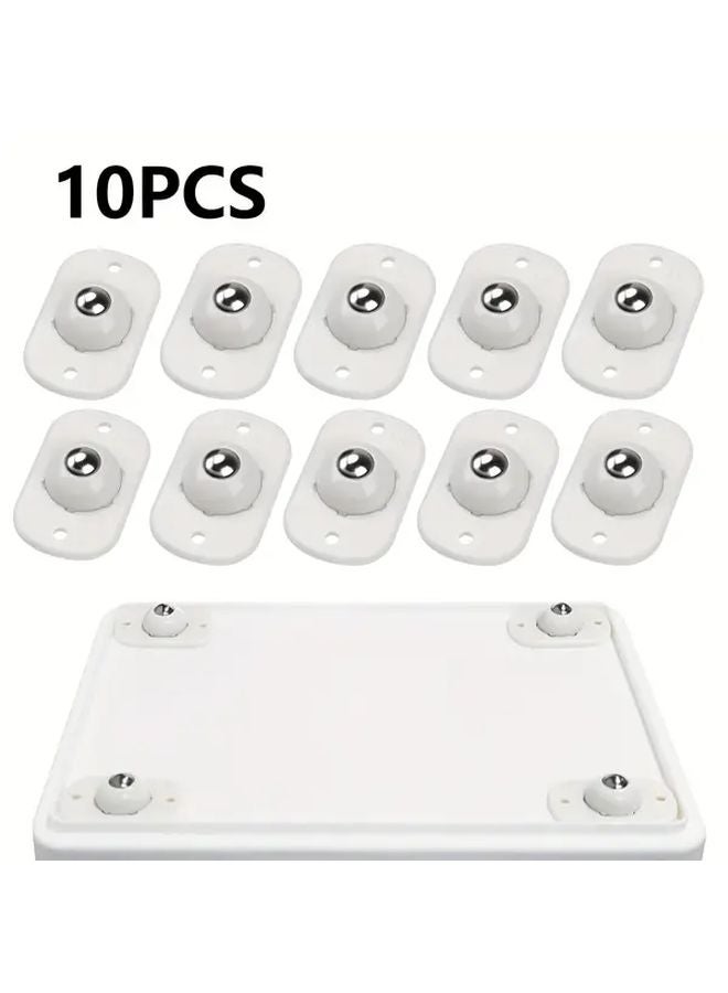 10 قطع من عجلات الكاستر ذاتية اللاصق دوارة 360 درجة، عجلات صغيرة متعددة الاستخدام، متينة من مادة ABS - Image 1