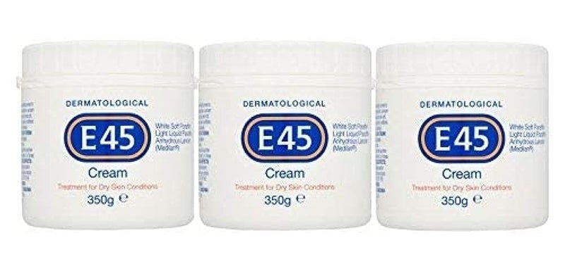 E45 Dermatological Cream Treatment for Dry Skin Conditions 350g Pack of 3