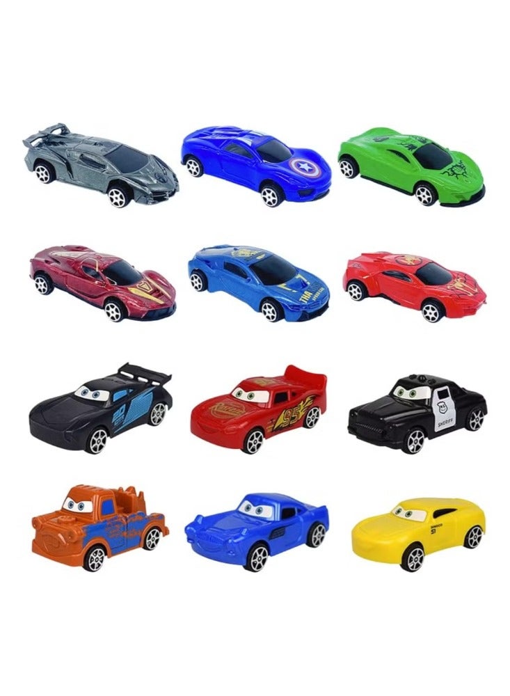 12 PCS Avengers Mini Cars Toy, Cars Birthday Cake Decorations, Lightning Racing Cake Topper, Super Hero Toy Cars Cake Topper for Boys And Girl Party Birthday Party, Home Table Decoration  - Image 1