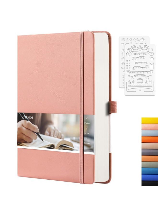EMSHOI Bullet Dotted Leather Journal Notebook - 256 Pages A5,120gsm, Pink - Image 1