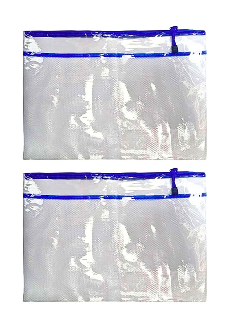 Benge - B4 Zipper Pouch Zipper Bags, Waterproof Zipper Pouch, Mesh Zipper Pouch Bags, Plastic Document Pouch, Zipper File Bags for Office Supplies (Pack of 2) - Image 1