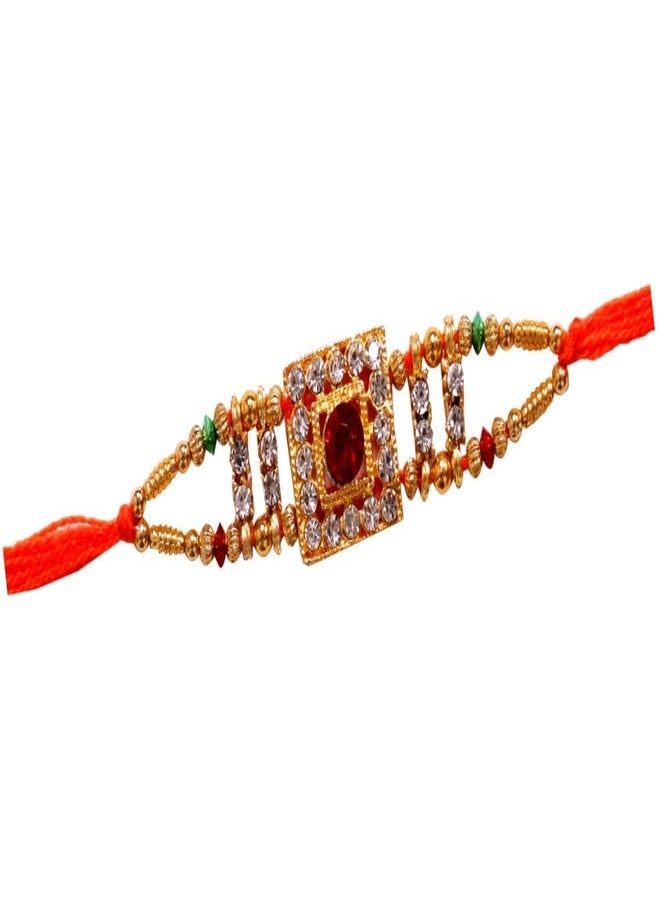 SUNINOW RAKSHBANDHAN SPECIAL RAKHI COMBO PACK OF 3PC DESIGNER STONE STUDDED SET RAKHI FOR BROTHER BHABHI AND KIDS WITH ROLI FOR TILAK CEREMONY | RAKHI FOR BROTHER | RAKHI GIFT | RAKHI FOR BHABHI | RAKHI FOR BROTHER RAKSHA BANDHAN BRACELET | | RAKHI SET - Image 2