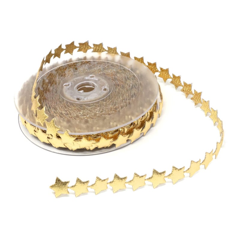 Honbay Sparkly Polyester Star Ribbon Trim Embellishment Star Decoration Ribbons for Wedding Birthday Valentines Day Baby Shower Christmas Thanksgiving Gift Cake Wrapping DIY Crafts Gold