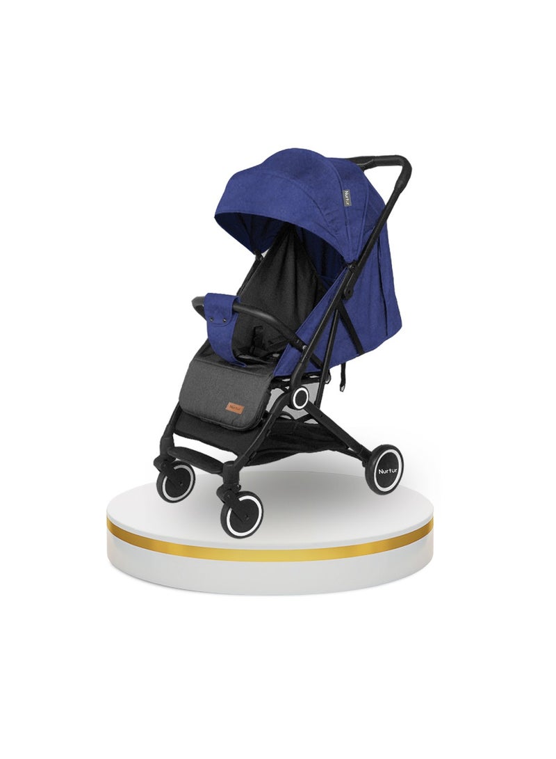 Nurtur Baby Stroller  Storage Basket One -hand fold design 5 Point Safety Harness EVA wheels Dark Blue - Image 1