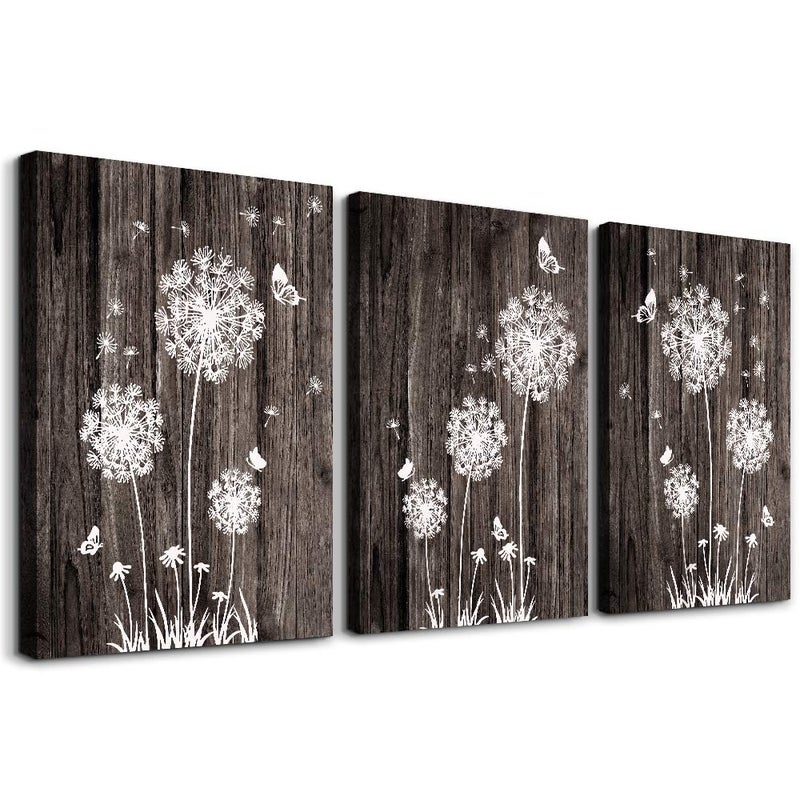 MHARTK66 MHARTK66 Canvas Wall Art for Living Room Bedroom Office  Modern Abstract Rustic  3 Panels 16x24 Inches Each  Brown White  Unisex  Wall Mount  Art Print 