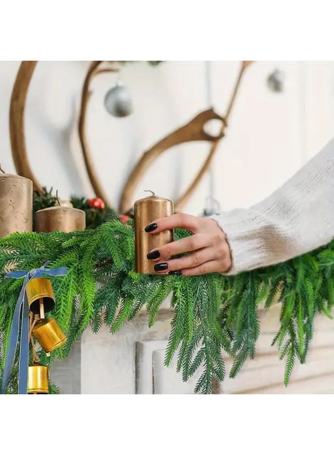 Green Artificial Pine Garland With Pine Cones Indoor Outdoor Christmas Decor - Image 2