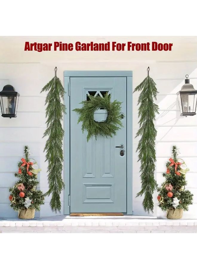 Green Artificial Pine Garland With Pine Cones Indoor Outdoor Christmas Decor - Image 5