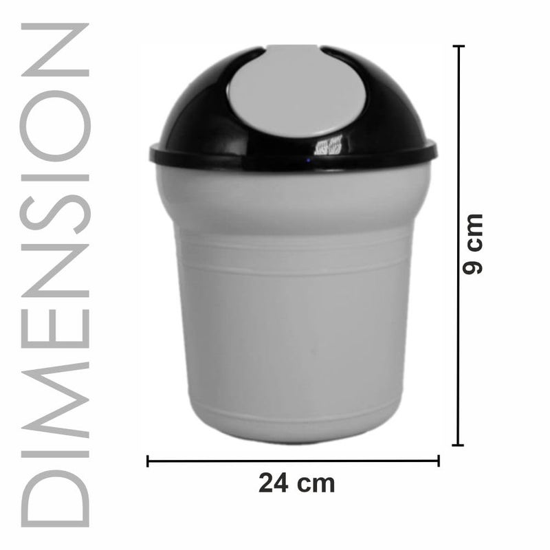 Wonder Wonder Server Desk Top/Car Plastic Swing Dustbin for Home/Kitchen /' Office, 1 Pc, Grey Color  - Image 2