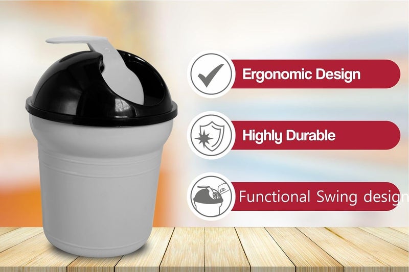 Wonder Wonder Server Desk Top/Car Plastic Swing Dustbin for Home/Kitchen /' Office, 1 Pc, Grey Color  - Image 4