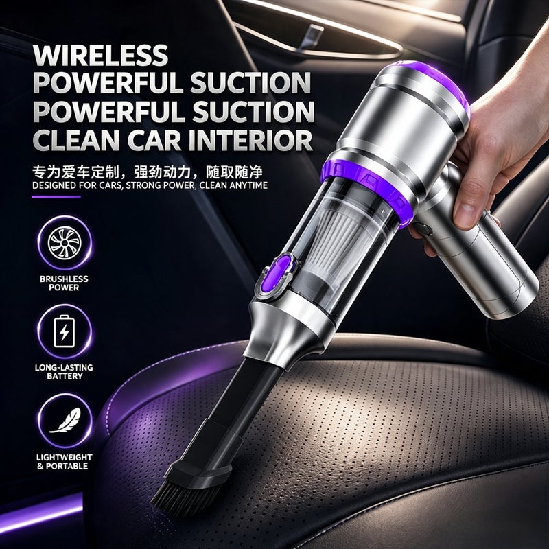 Suitu مكنسة سيارة محمولة لاسلكية 120 واط مع نفخ وشفط قابلة للشحن عبر USB - Image 3