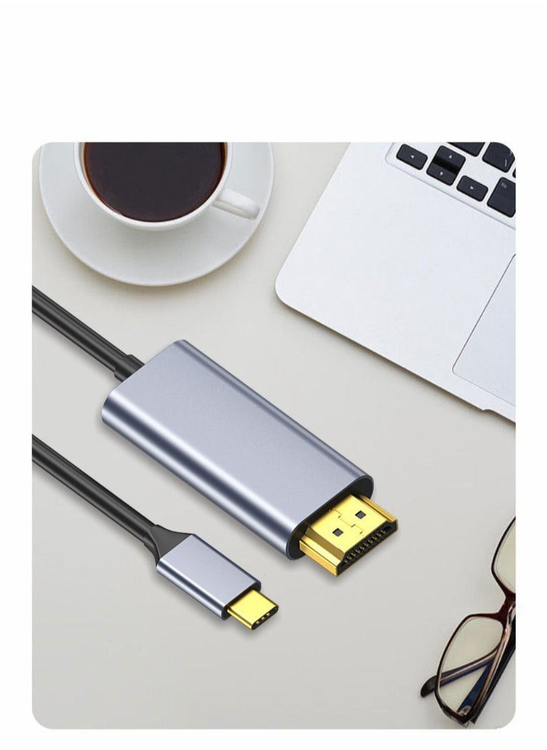 سام - كابل جديد من منفذ USB C لمنفذ HDMI للأجهزة بمنفذ ثاندربولت 3 وHDMI وجودة 4K وتردد 60 هرتز بدقة فائقة الوضوح بغلاف من الألومنيوم متوافق مع أجهزة ماك بوك برو M2 إصدار 2022 - Image 1