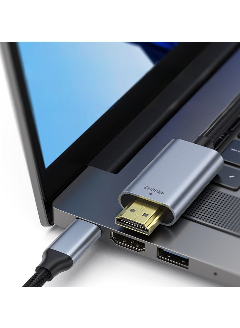 سام - كابل جديد من منفذ USB C لمنفذ HDMI للأجهزة بمنفذ ثاندربولت 3 وHDMI وجودة 4K وتردد 60 هرتز بدقة فائقة الوضوح بغلاف من الألومنيوم متوافق مع أجهزة ماك بوك برو M2 إصدار 2022 - Image 1