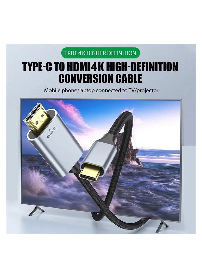 سام - كابل جديد من منفذ USB C لمنفذ HDMI للأجهزة بمنفذ ثاندربولت 3 وHDMI وجودة 4K وتردد 60 هرتز بدقة فائقة الوضوح بغلاف من الألومنيوم متوافق مع أجهزة ماك بوك برو M2 إصدار 2022 - Image 1