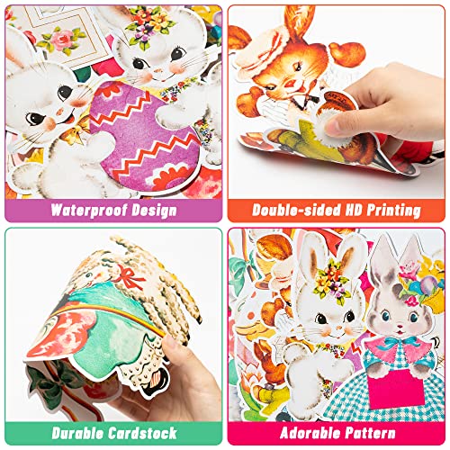 A1diee 12Pcs Vintage Easter Cutouts Decorations Retro Easter Victorian Ephemera Paper Cut Craft Bunny Lamb Chick Egg Duckling Cross Large Artwork Cardboard with Glue Point for Home Wall Window Decor - Image 3