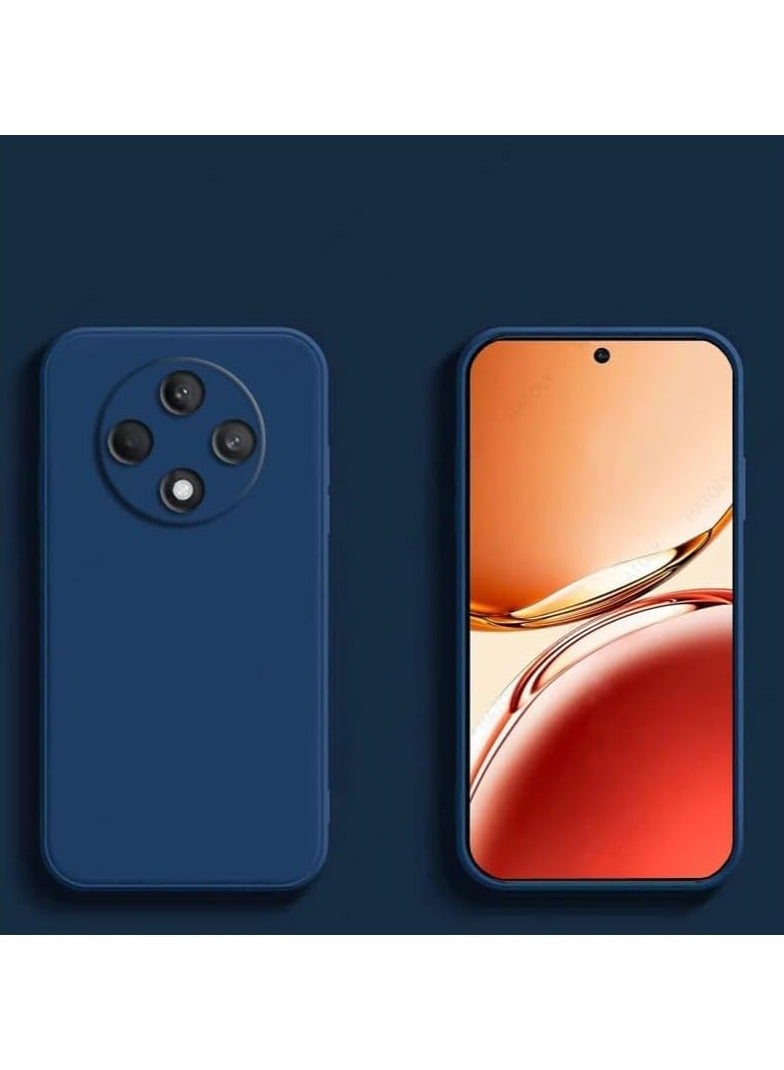 جراب لهاتف Oppo Reno12F 5G جراب ممتص للصدمات من المطاط السائل مع بطانة ناعمة من الألياف الدقيقة وغطاء حماية صلب نحيف مقاوم للصدمات لهاتف Reno 12F 2024 أزرق