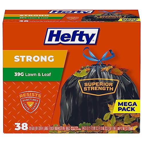 Hefty Strong Lawn & Leaf Trash Bags, 39 Gallon, 38 Count - Image 1