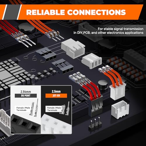 Noxtren JST-XH 2.5mm & Du pont 2.54mm Connector Kit with AWG28–17 Ratcheting Crimping Tool, 22 Sizes Wire Terminal Set for Arduino, Raspberry Pi, 3D Printer, RC, PCB & DIY Electronics - Image 3
