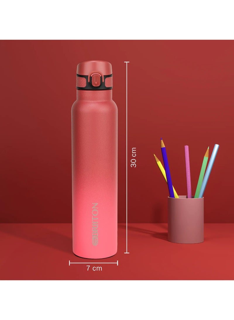 Briiton Vibe 1000ml-34Oz Stainless Steel Water Bottle Dual Tone Red |18/8 Food Grade Thermo Vacuum Insulated Flask | 24hrs Hydro Hot & Cold | SS304 Aqua Sports Bottle | For Kids,Gym,Travel  - Image 5
