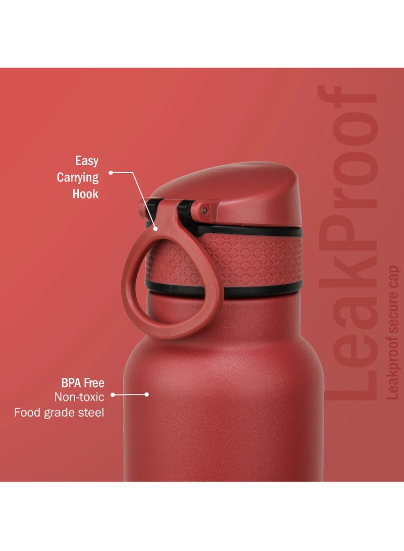 Briiton Vibe 1000ml-34Oz Stainless Steel Water Bottle Dual Tone Red |18/8 Food Grade Thermo Vacuum Insulated Flask | 24hrs Hydro Hot & Cold | SS304 Aqua Sports Bottle | For Kids,Gym,Travel  - Image 4