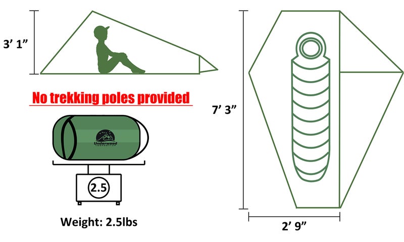 Underwood Aggregator 1 Person Trekking Pole Tent for Backpacking - Ultralight Backpacking Tent, Waterproof Hiking Tent for Camping, Lightweight Camping Tent for Scouts, Trekker(NO Trekking Poles) - Image 4