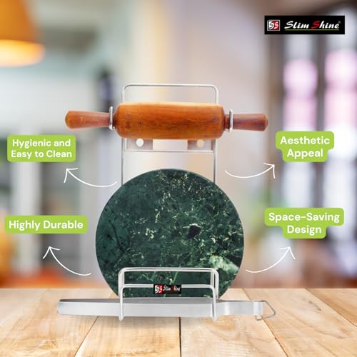 Slim Shine SLIMSHINE Stainless Steel Rolling Pin Holder | Chakla Belan Stand with Hardware | Space-Saving Kitchen Organizer | Rust-Resistant & Easy Clean - Image 2