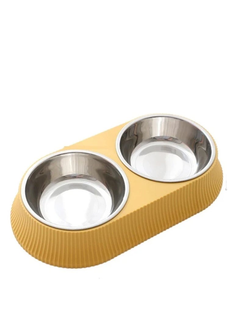Double Bowl Detachable Stainless Steel Bowl, Pet Feeder for Cats and Small Dogs - Image 1