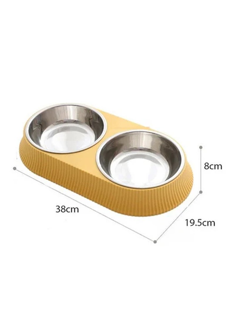 Double Bowl Detachable Stainless Steel Bowl, Pet Feeder for Cats and Small Dogs - Image 2