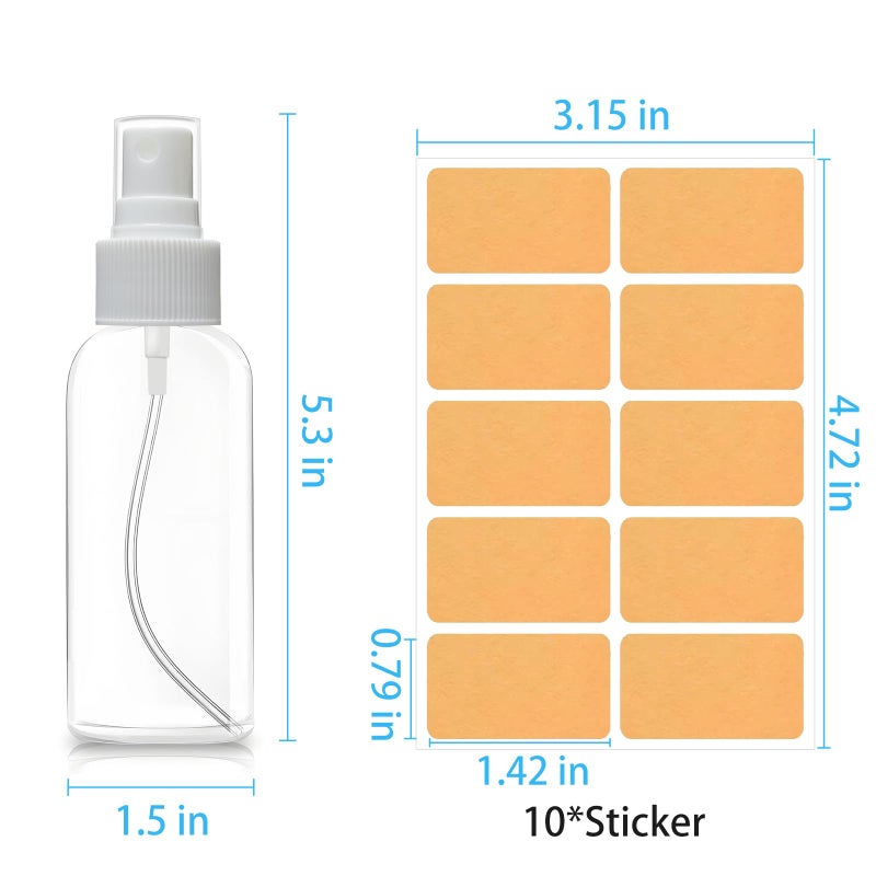 DNSEN 5 Pack 3.4 oz Travel Spray Bottles TSA Approved Fine Mist Travel Size Spray Bottle for Liquids Refillable Empty Clear Plastic Bottles with Labels - Image 3