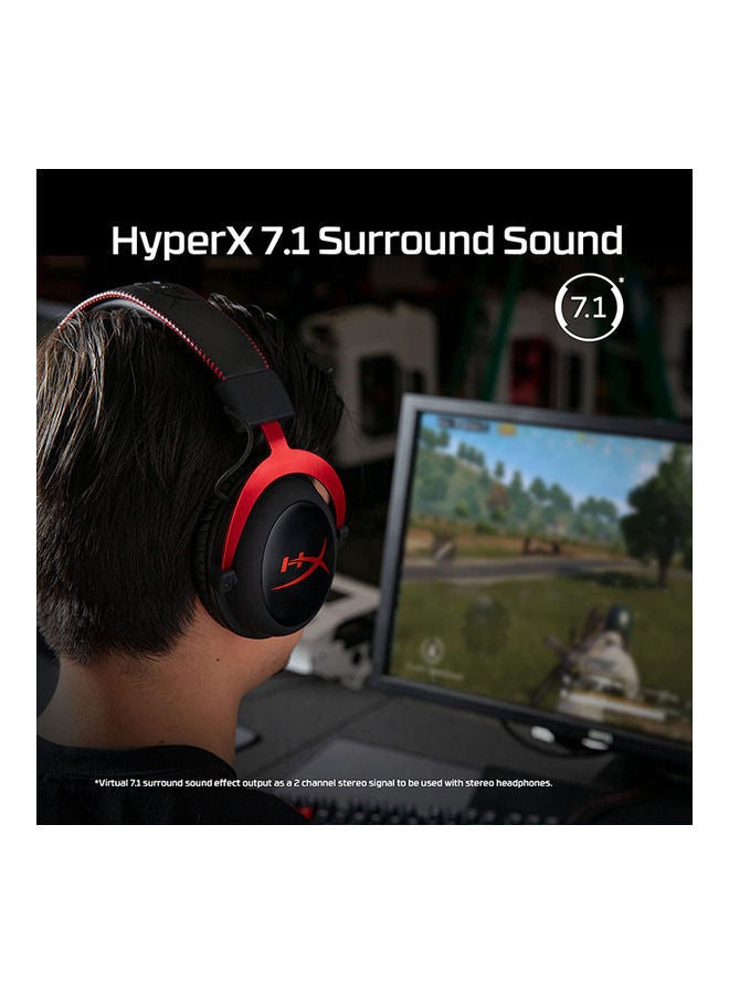 هايبركس سماعة الألعاب HyperX Cloud II لأجهزة الكمبيوتر الشخصية وPS4 وXbox One وNintendo Switch - أحمر - Image 2