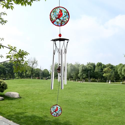 Howarmer Wind Chimes for Outside 24" Cardinal Wind Chimes Outdoor Home Patio Garden Decor Windchimes Outdoors Cardinal Gifts for Women Mom Grandma Sisters - Image 1