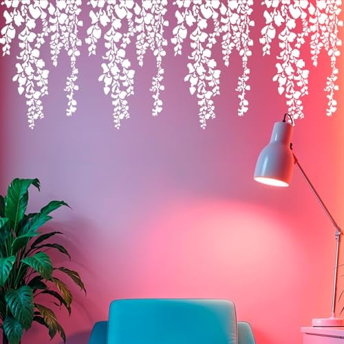 ARandNJ Stencils for Wall Painting Pack of 1 (Size:- 16X24 Inch) Pattern Theme- Cherry Falling Leaf DIY Reusable Design Suitable for Bedroom, Living Room, Studio & Office - Image 1