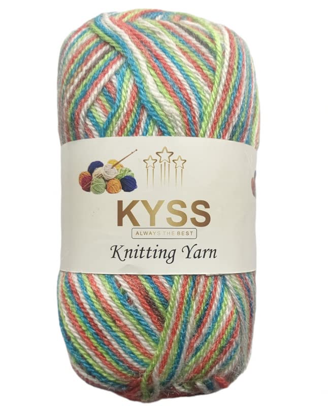 KYSS James Knitting Yarn WoolRainbow n Mix Ball 300 gm 1ball 100 gram Best Used with Crochet Needles Dyed Shade no20 - Image 1