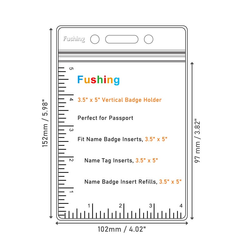Fushing Pack of 50 Clear Plastic Vertical Badge Holders, Name Tag Holders, Card Holders (XL) - Image 2