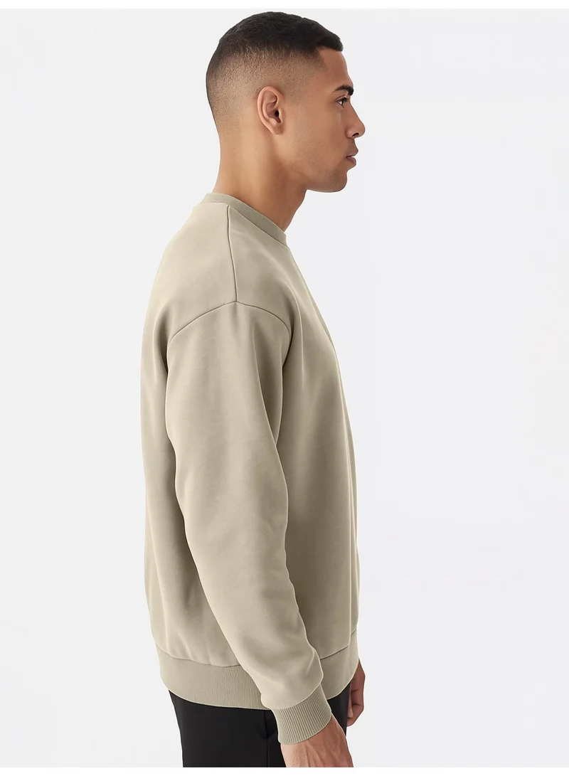 Maniac  Maniac Mens Solid Round Neck Full Sleeve Biscuit Cotton Sweatshirt for Men | Best Price UAE