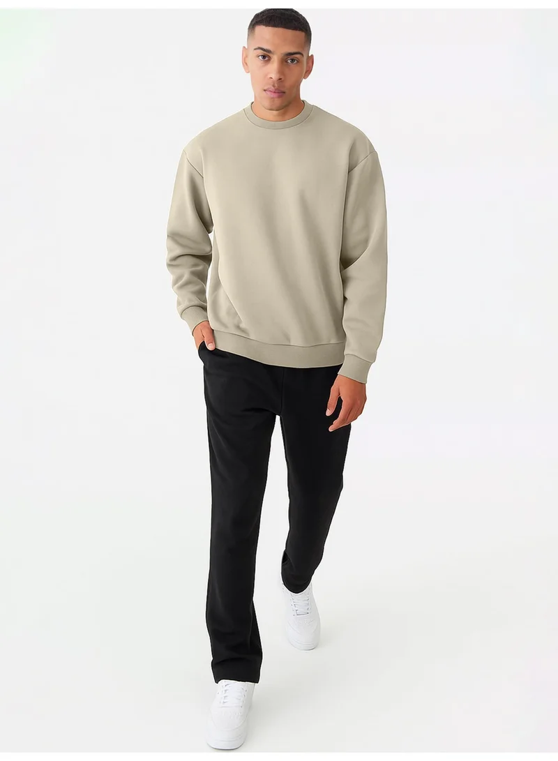Maniac  Maniac Mens Solid Round Neck Full Sleeve Biscuit Cotton Sweatshirt for Men | Best Price UAE