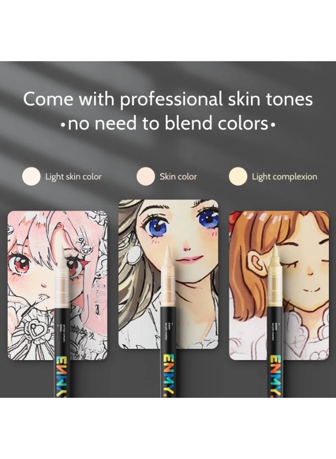 العدو ماركرز أكريليك سائل مباشر من ENMY - 60 لوناً زاهياً | أقلام رسم احترافية للقماش، الخشب، الزجاج، الصخور، السيراميك | تشمل درجات ألوان البشرة | حبر مائي غير سام | تدفق حبر طويل الأمد | مثالي للفنانين، الحرف اليدوية وديكور المنزل - Image 4
