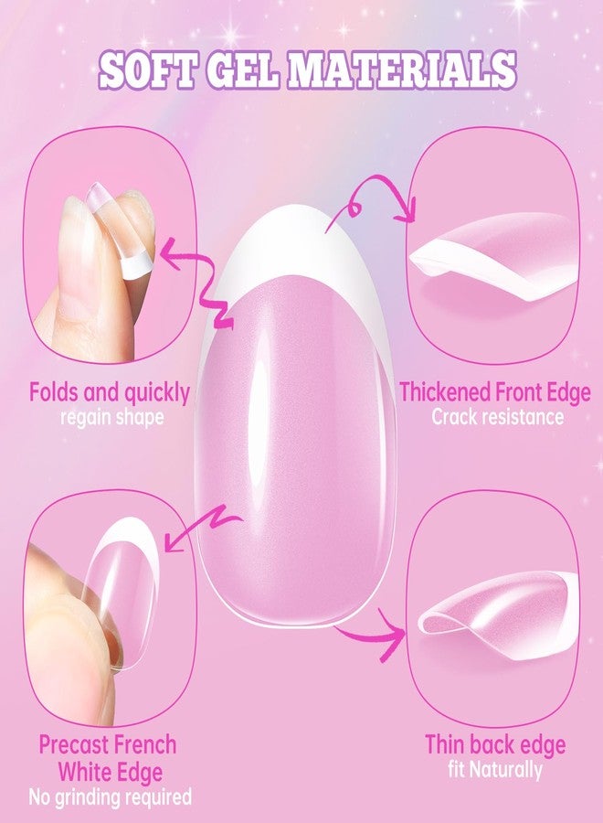 Krofaue Kid Press On Nails French Tip, Short Almond Nail Tips - 130PCS Pre Shaped Soft Acrylic Nail Tips Full Cover Nail Extensions, 13 Sizes DIY Manicure for Women and Kids, New Year Gift - Image 4