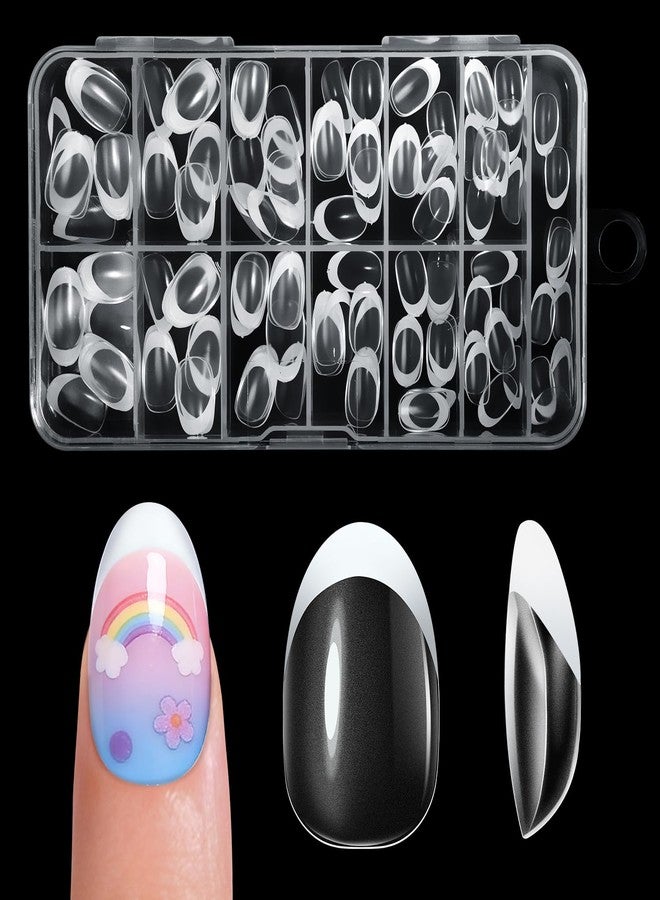 Krofaue Kid Press On Nails French Tip, Short Almond Nail Tips - 130PCS Pre Shaped Soft Acrylic Nail Tips Full Cover Nail Extensions, 13 Sizes DIY Manicure for Women and Kids, New Year Gift - Image 1