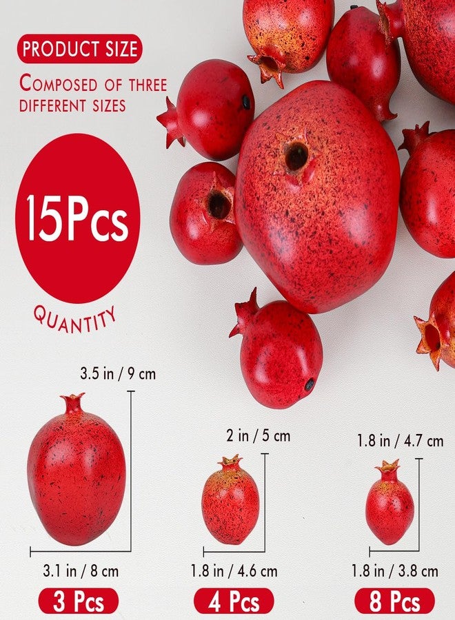 Meiwlong15Pcs Artificial Pomegranates Fake Fruits Foam Plastic Pomegranates Decorations Faux Simulation Pomegranates Decor Home House Kitchen Party Wedding Decoration - Image 2
